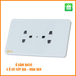 [Ổ Cắm Datic] 2 Ổ Có Tiếp Địa Màu Trắng